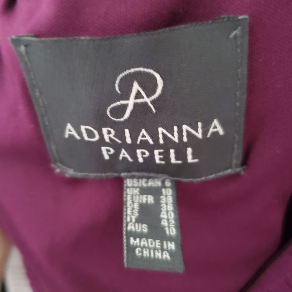 Adrianna Papell Sequin 3/4 sleeve Evening Gown, Size US6, Color Mulberry - Picture 4 of 7